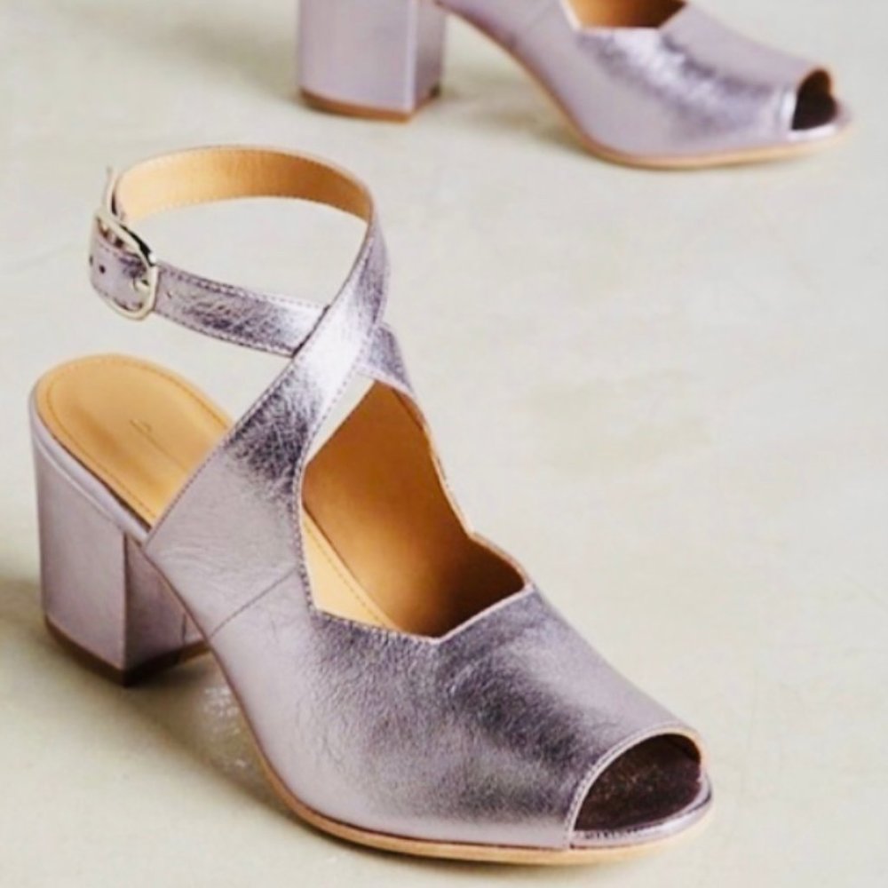 Anthropologie Leather Lavender Heels Sandals